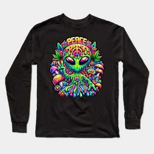 Colorful Peace Alien Long Sleeve T-Shirt